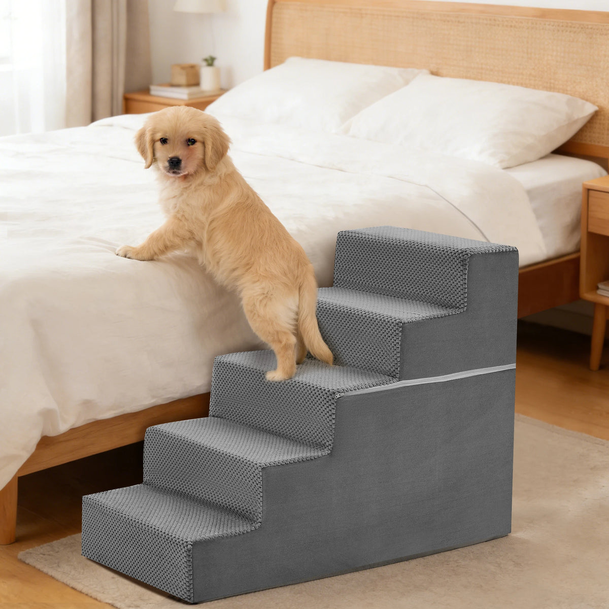 Three To Five Step Right Angled Foam Dog Stairs Ramp