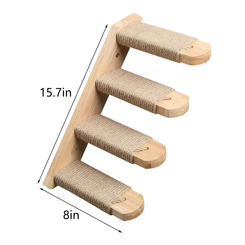Wall Mounted Sisal Wood Cat Climbing Bridge Platform