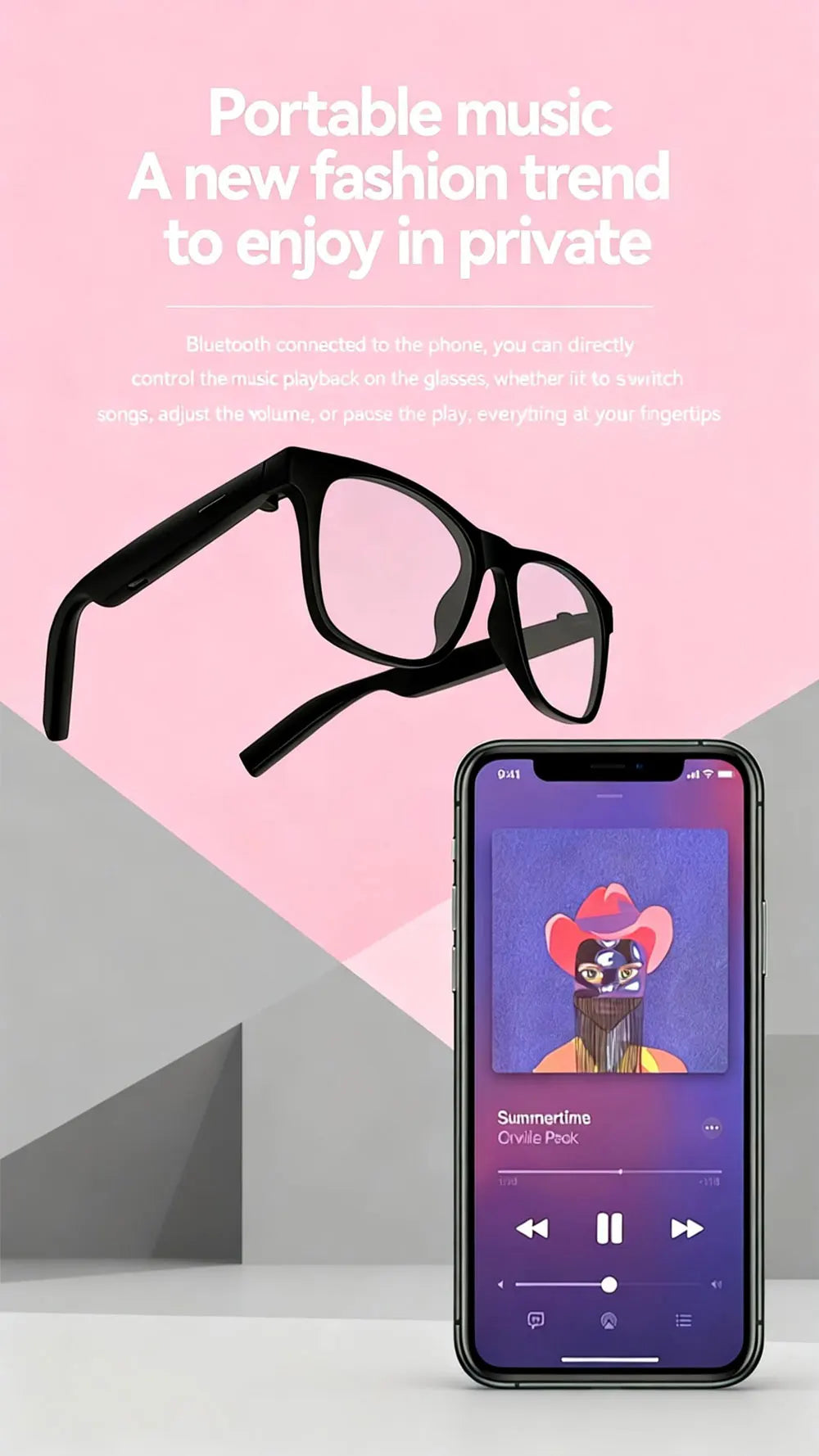 Chotog D11 Plus Smart Glasses With Touch Control Stereo Audio