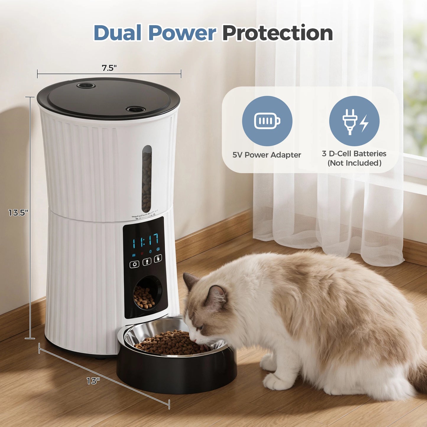 JHK Automatic WiFi Cat Feeder App Control Programmable Power Supply