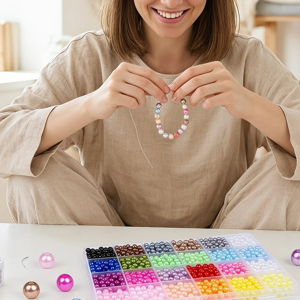 Acrylic Pearl Spacer Beads Jewelry Kit For Diy Crafting