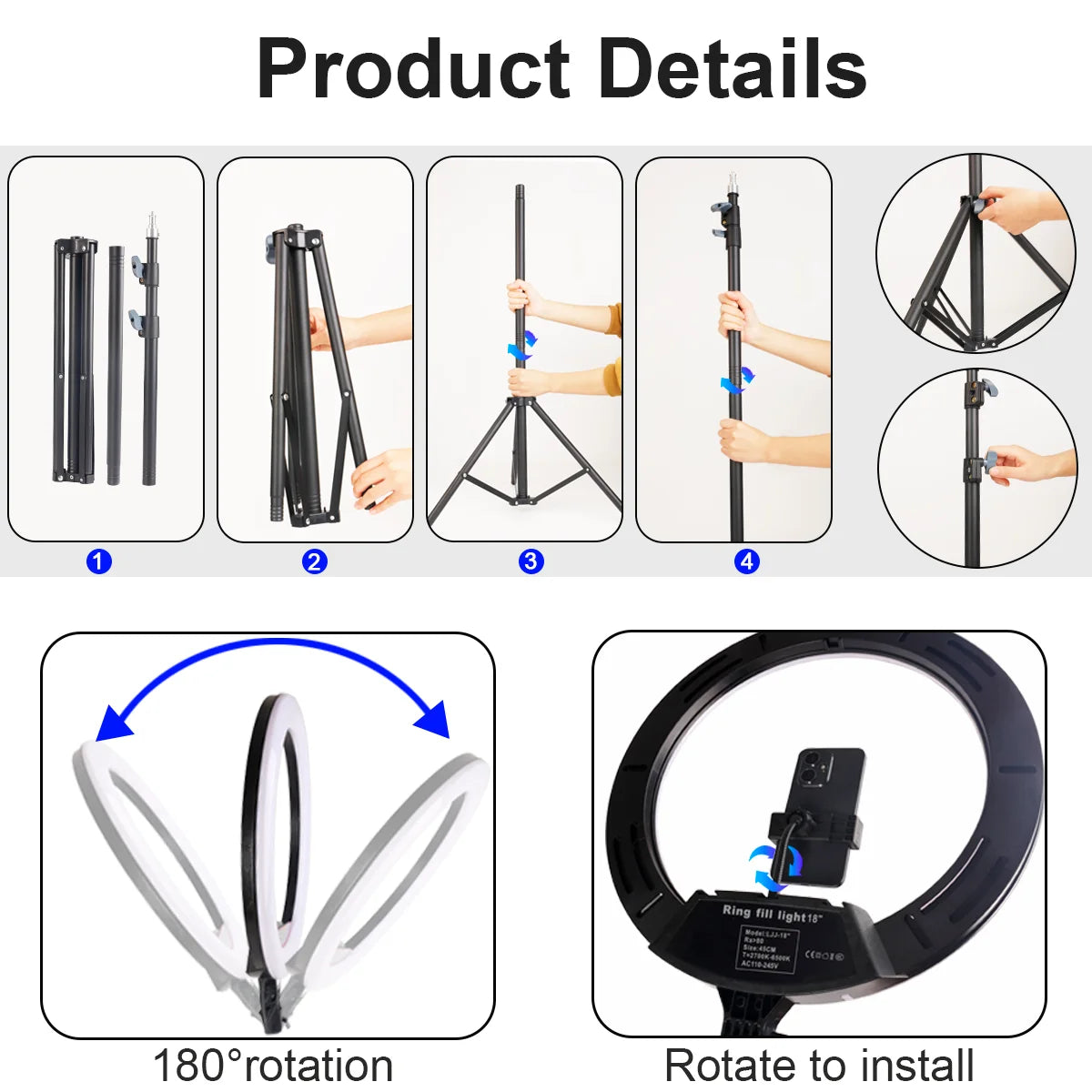 UEGOGO Ring Light With Adjustable Tripod Stand For Content Creation