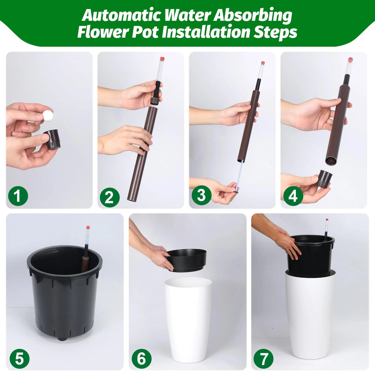HiMISS Self Watering Planters Set With Water Level Indicator