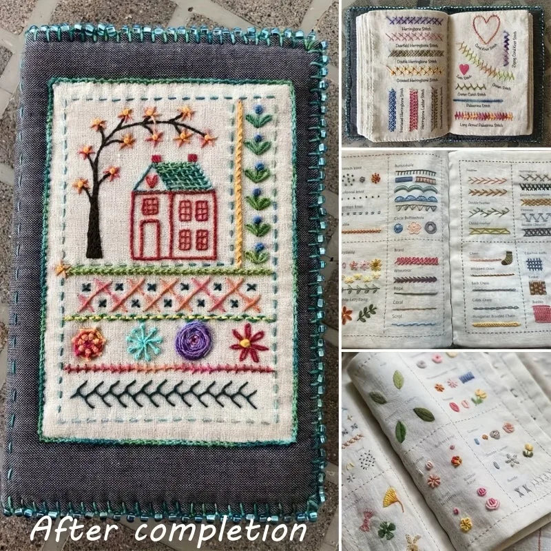 DIY Cross-Stitch Embroidery Needlework Pattern Book Linen Beginner Guide