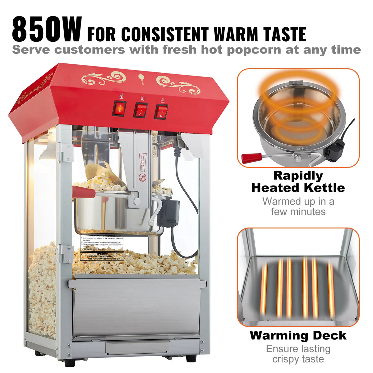 SucceBuy Countertop Popcorn Maker Movie Theater Style Popper