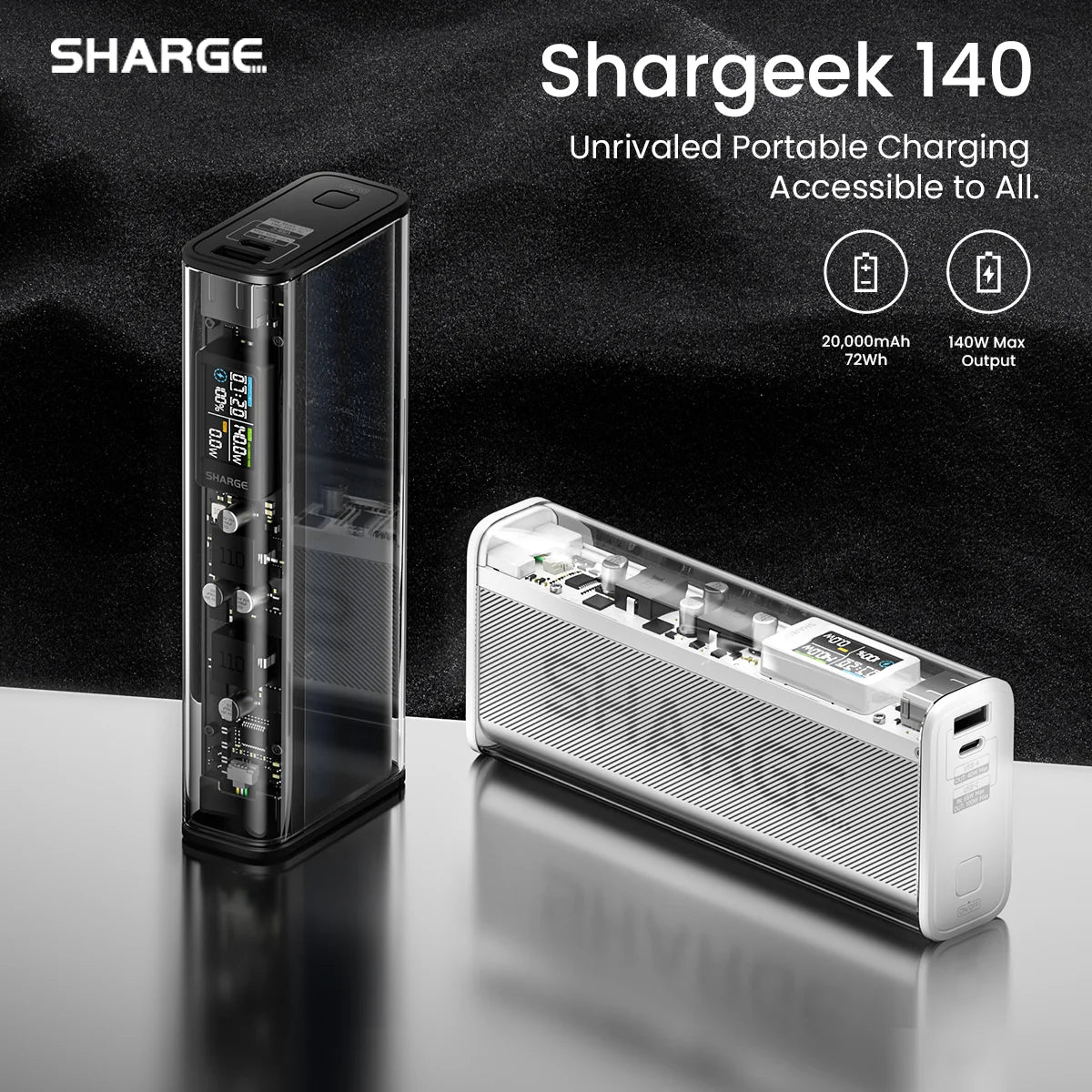 Sharge 140W Power Bank 20000mAh Laptop Fast Charger With Smart Display