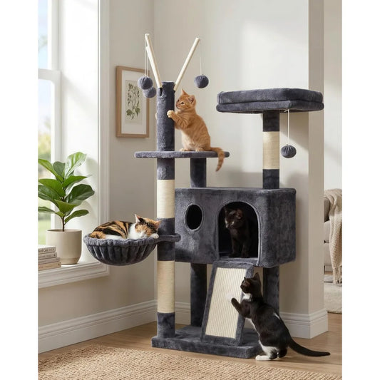 NBVCX Cat Tree Tower With Sisal Posts Condo Hammock Ball