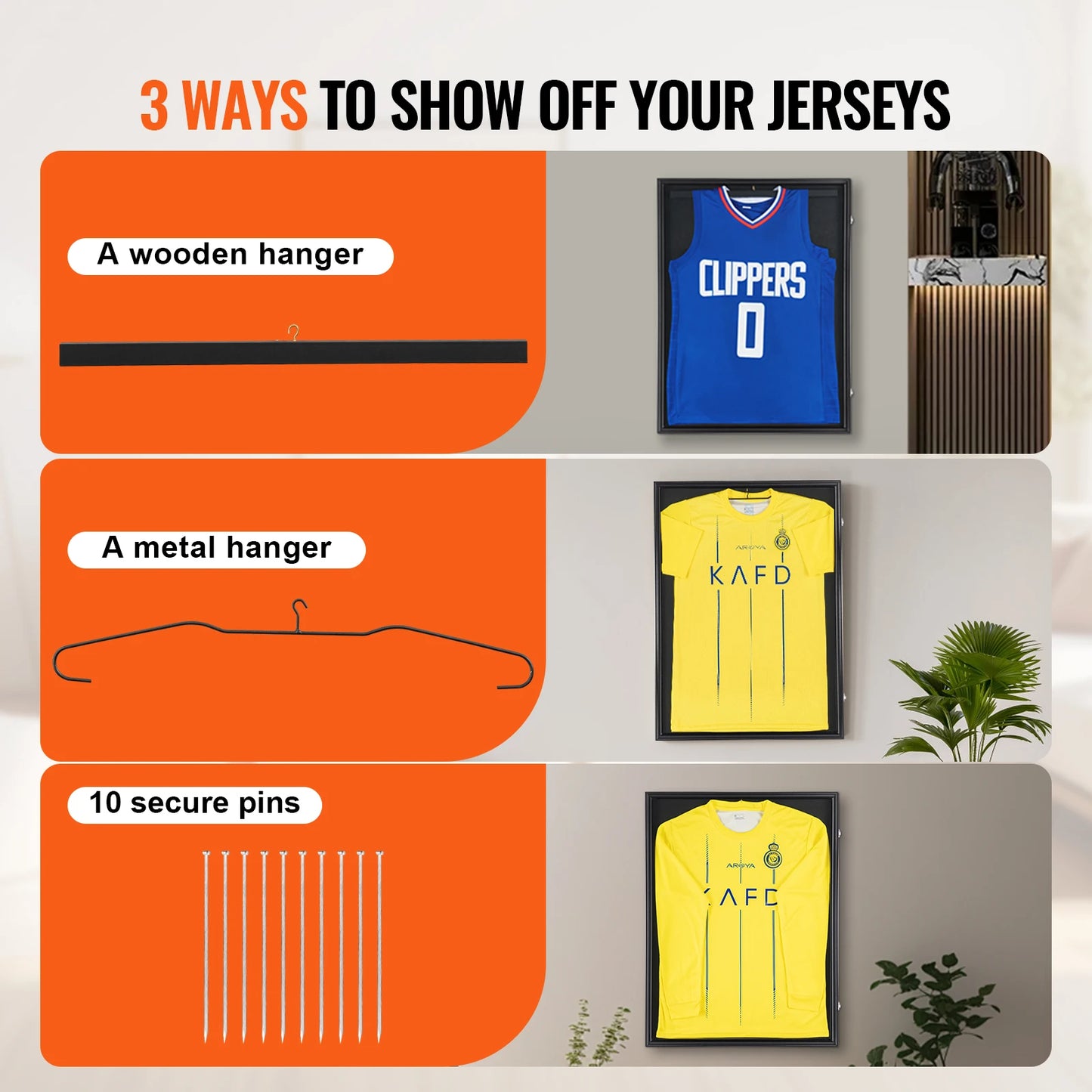 SucceBuy Lockable Jersey Sports Card Display Shadow Box