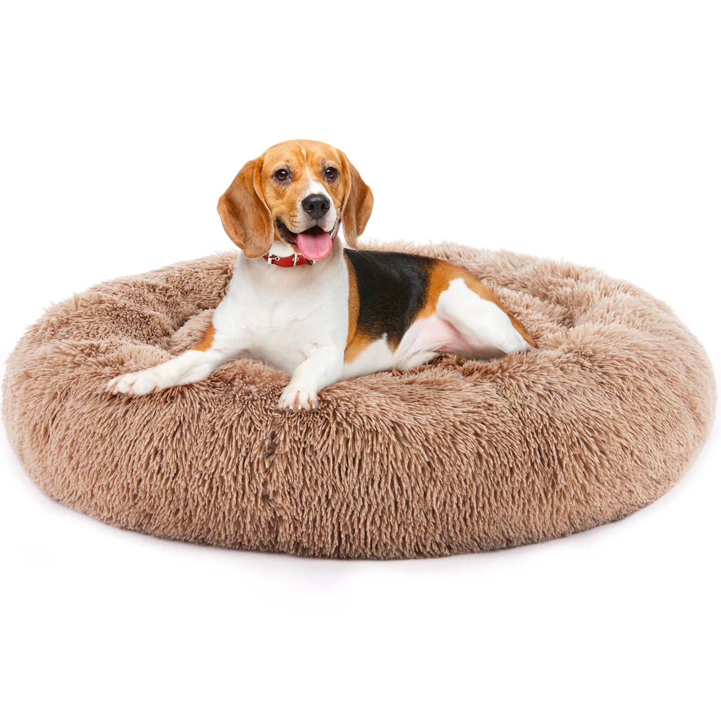 JHK Calming Dog Bed Plush Round Anti Slip Washable Lounge
