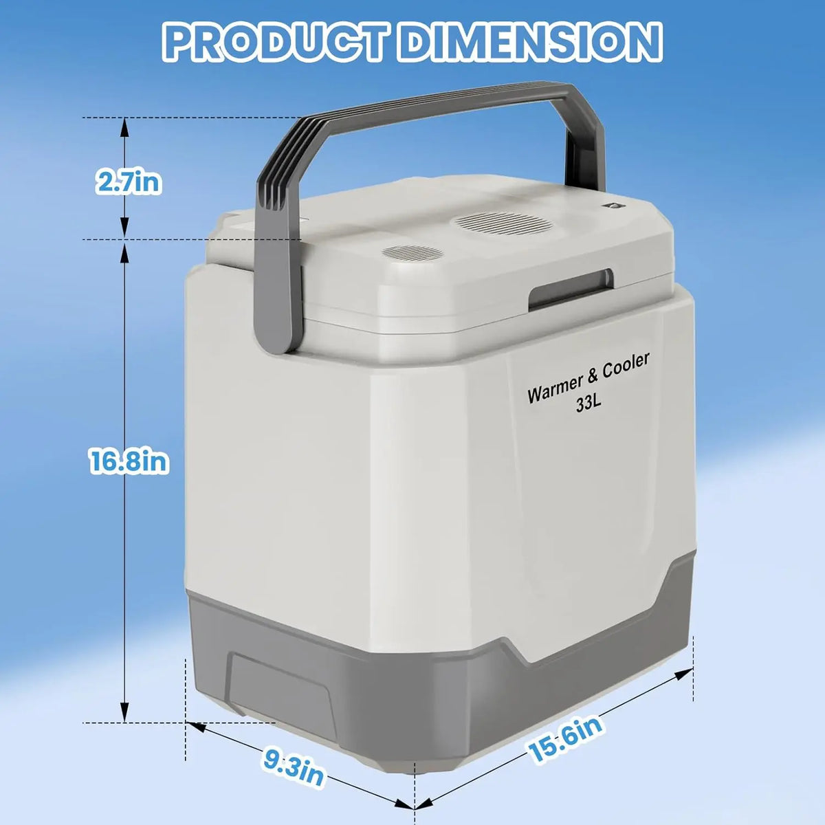 HiMISS Electric Cooler Warmer 12V Portable Car Refrigerator Locking Handle