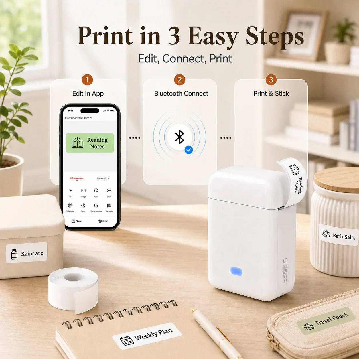 Orico Mini Ink Free Bluetooth Thermal Label Printer