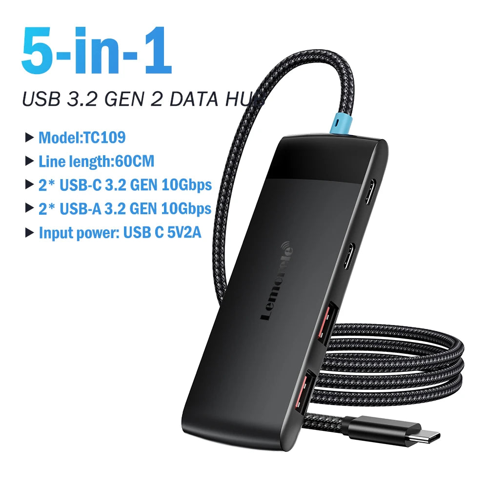 Lemorele USB Hub 10Gbps 5in1 Docking Station Windows Mac