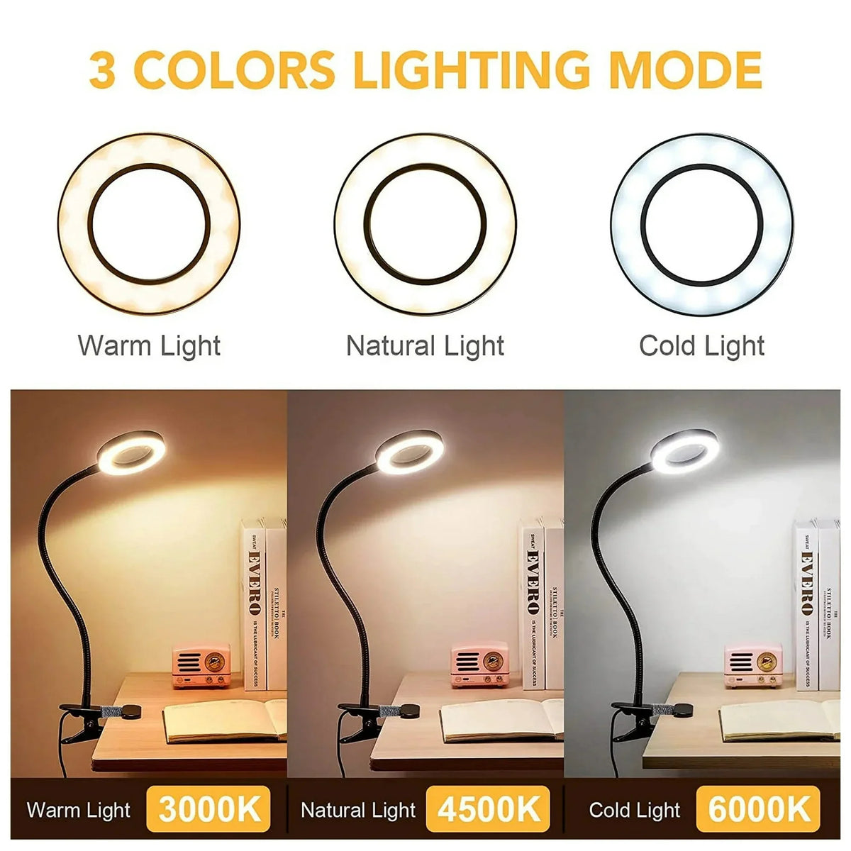 Dumiloo Led Clip On Magnifying Desk Lamp With Adjustable Gooseneck