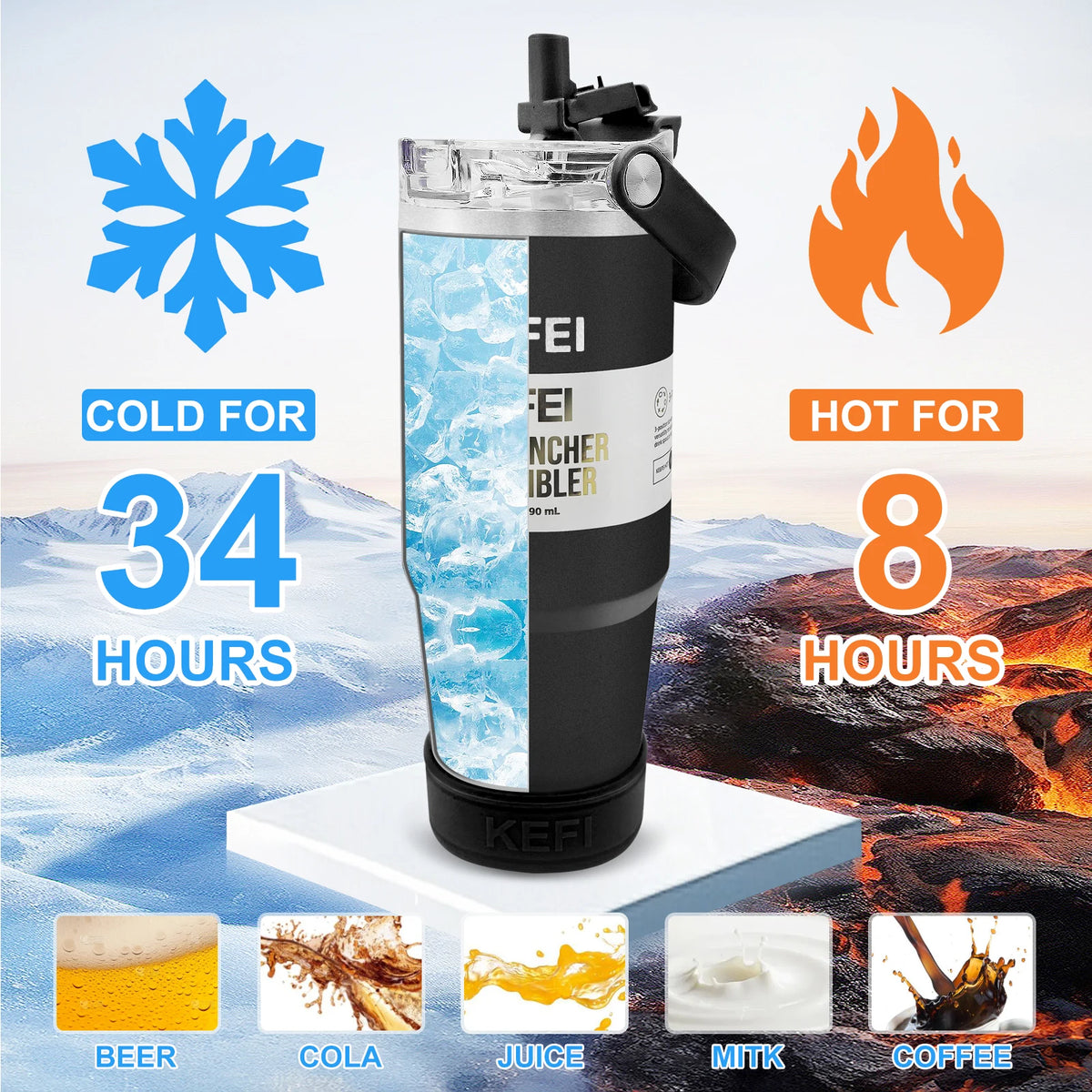 Double Wall Stainless Steel Tumbler With Lid And Straw Insulated