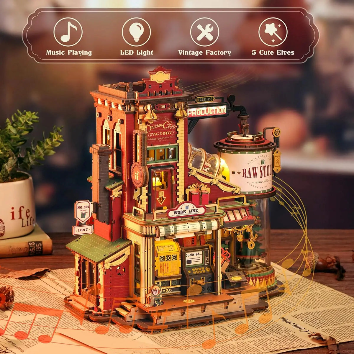 Robotime Christmas Dream Wooden Music Box 3D Puzzle Craft Kit