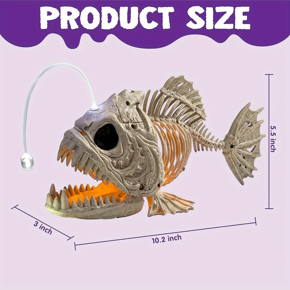Halloween Skeleton Lantern Fish With LED Eyes Spooky Party Decoration