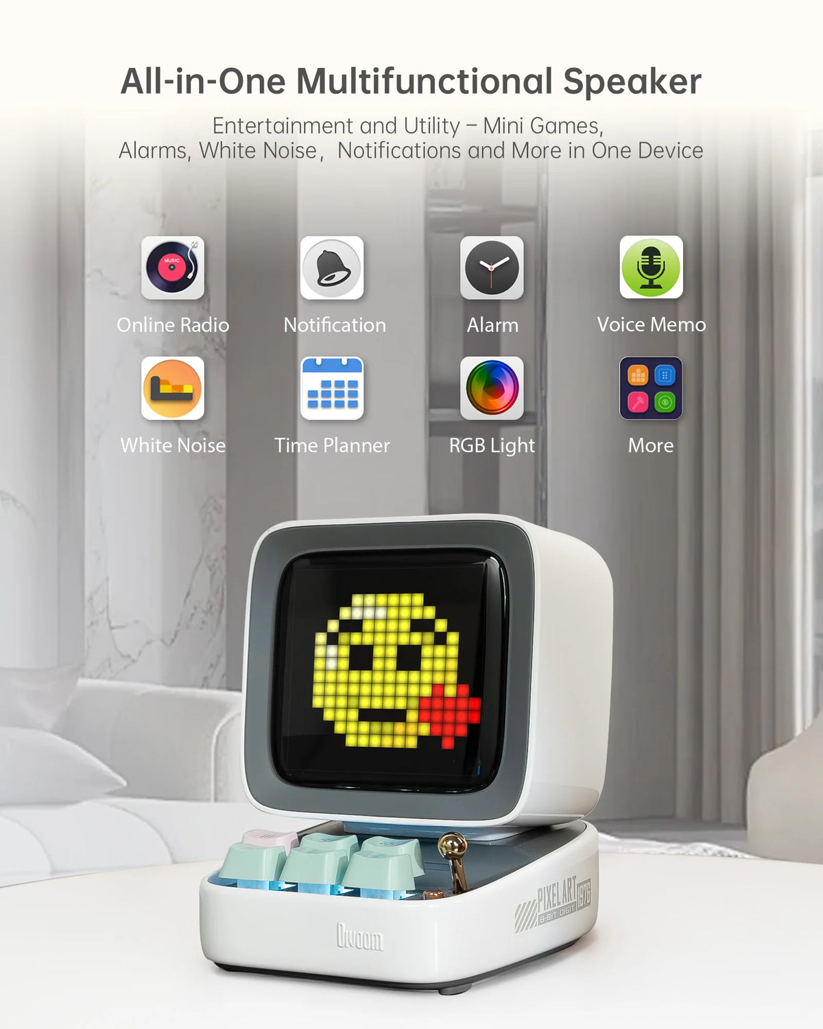 Divoom Ditoo Pro Retro Bluetooth Pixel Art Wireless Alarm Speaker