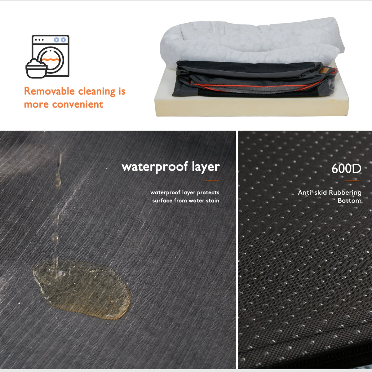 BINGOPAW Dog Bed With Removable Washable Cover Soft Foam Comfort