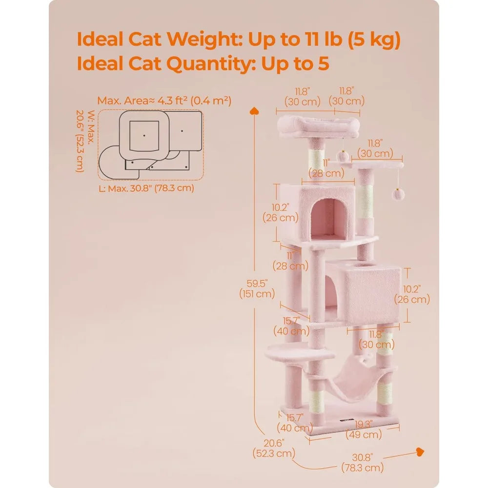 NBVCX Multi Level Cat Tree With Scratching Posts Perches Caves