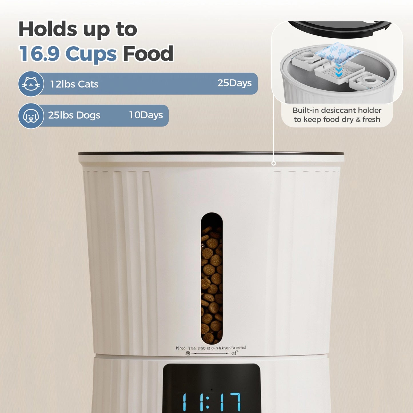 JHK Automatic WiFi Cat Feeder App Control Programmable Power Supply