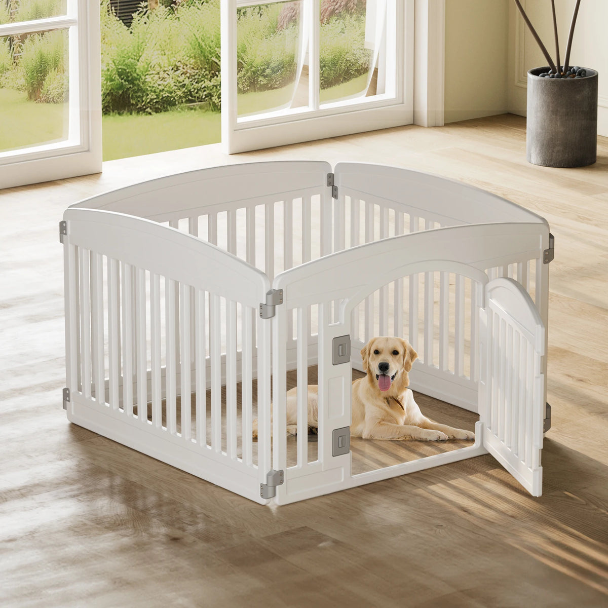 JHK Expandable Plastic Dog Playpen For Small And Medium Dogs