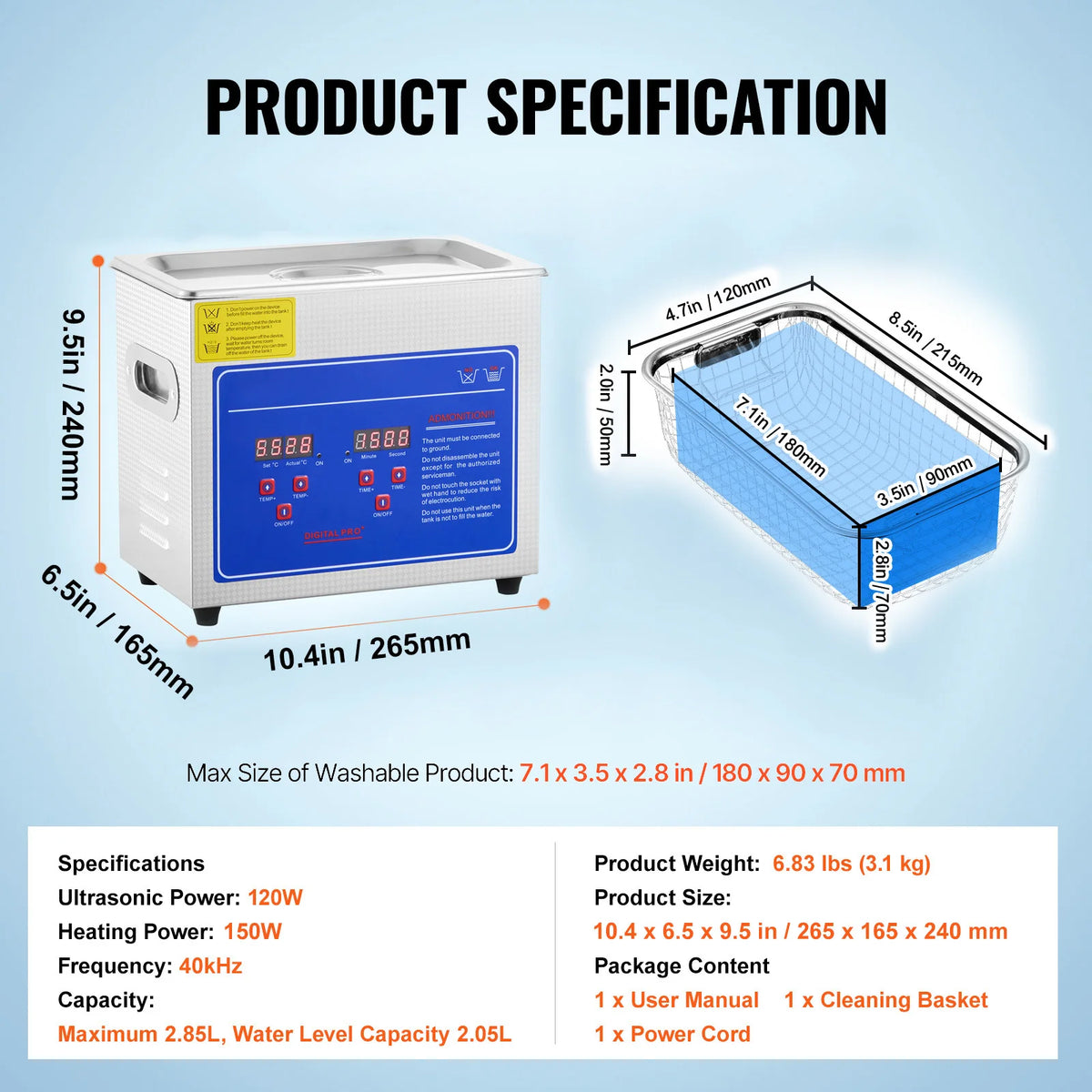 SucceBuy Heated Ultrasonic Cleaner For Home And Kitchen Use