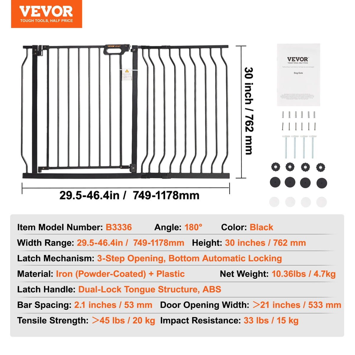 SucceBuy Pressure Mount Baby And Dog Step Thru Security Gate
