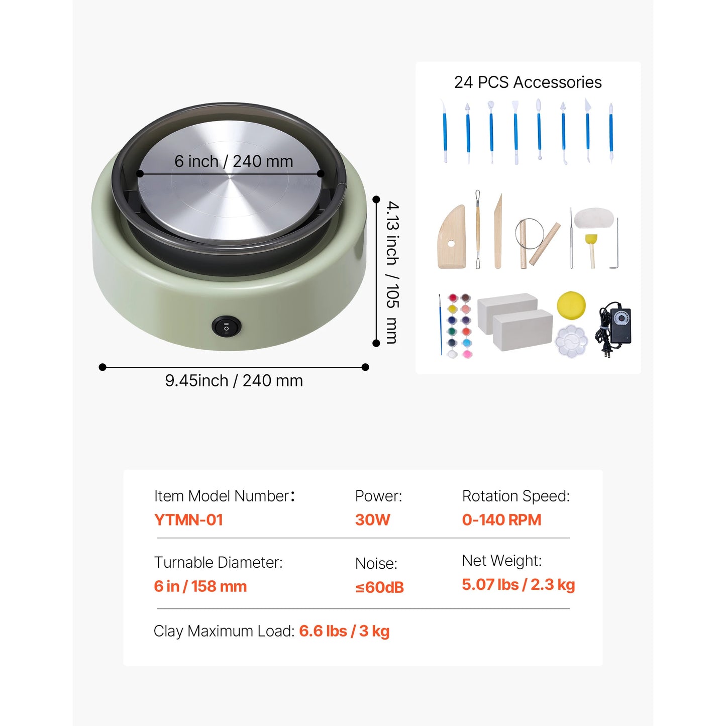 SucceBuy Mini Pottery Wheel Electric Clay Turntable Adjustable Speed