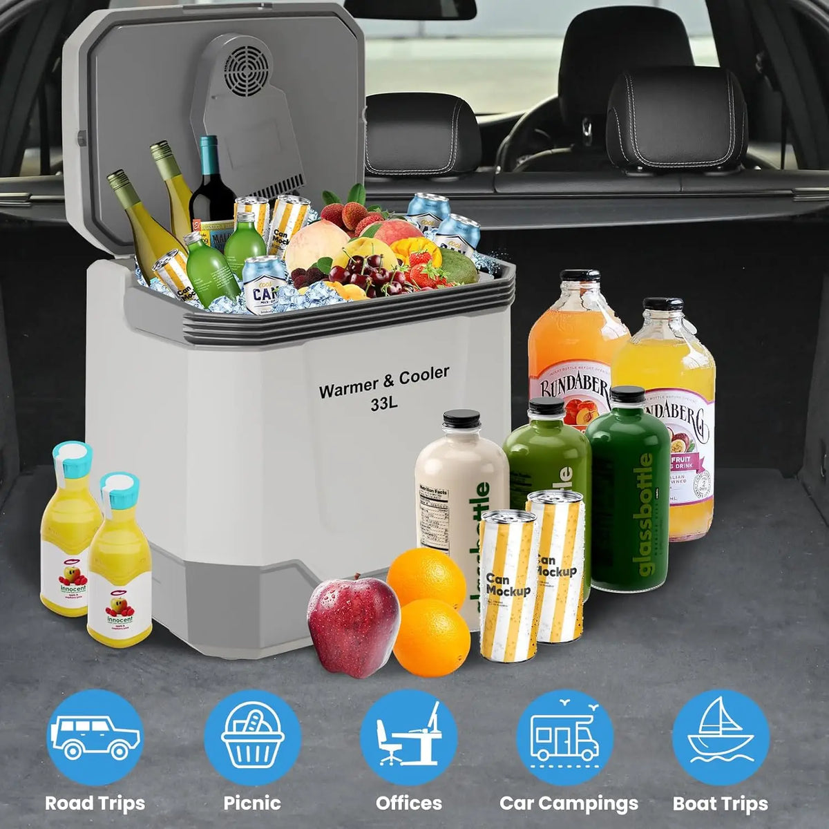 HiMISS Electric Cooler Warmer 12V Portable Car Refrigerator Locking Handle
