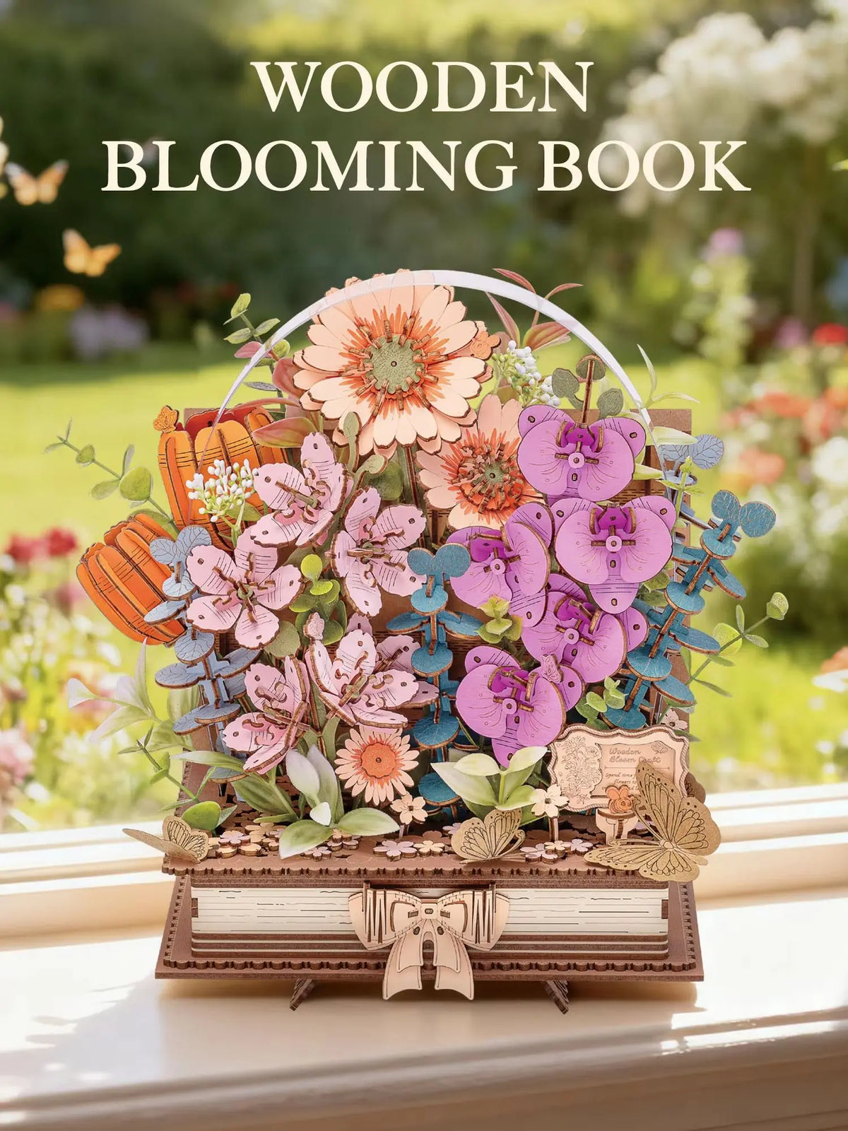 Rolife 3D Puzzle Wooden Blooming Book DIY Flower Bouquet