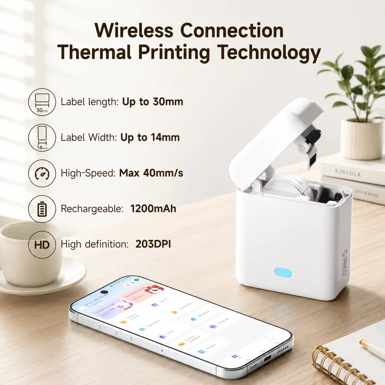 Orico Mini Ink Free Bluetooth Thermal Label Printer