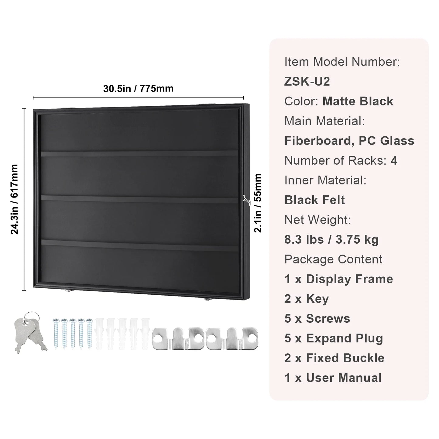 SucceBuy Lockable Jersey Sports Card Display Shadow Box