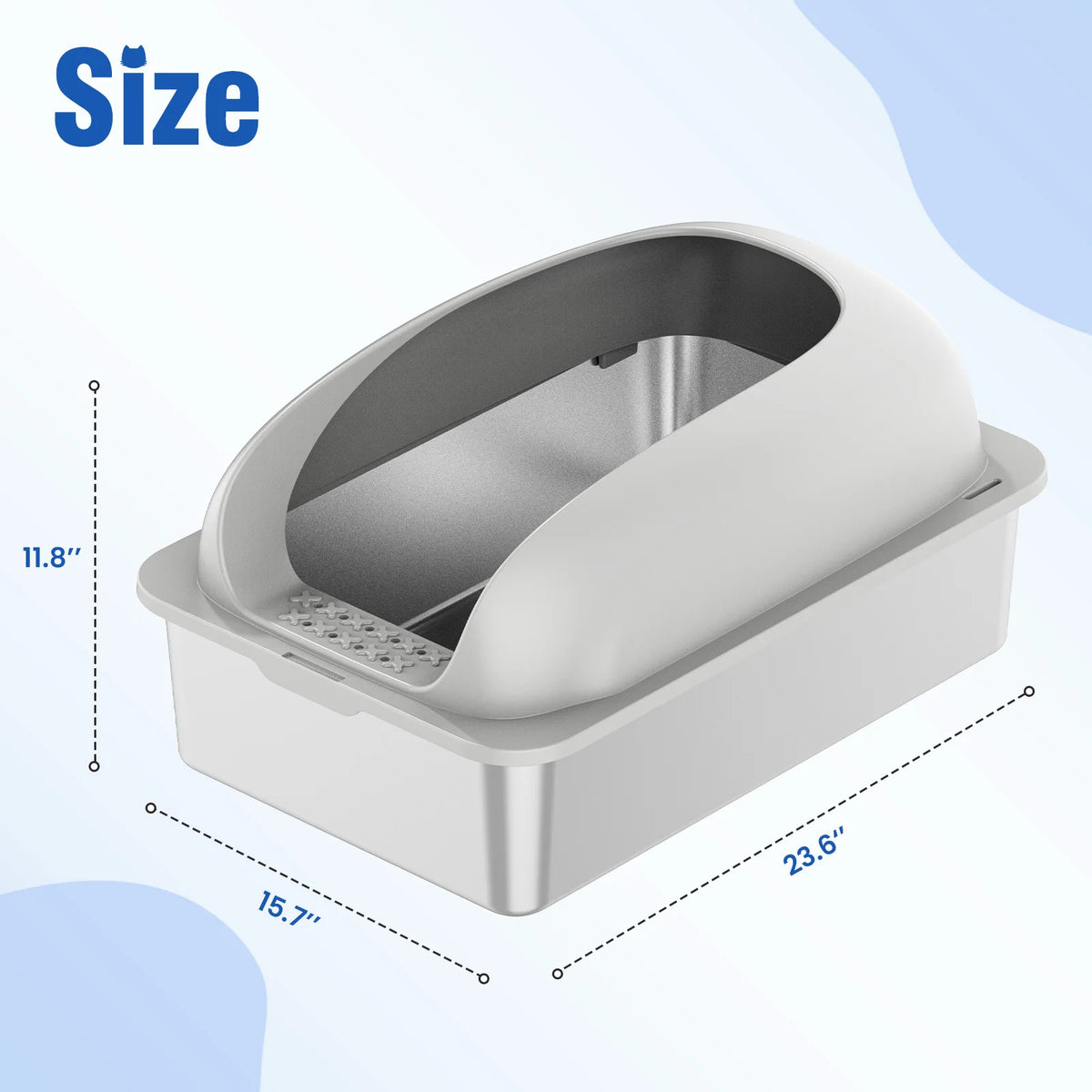Stainless Steel Semi Closed Cat Litter Box With Lid