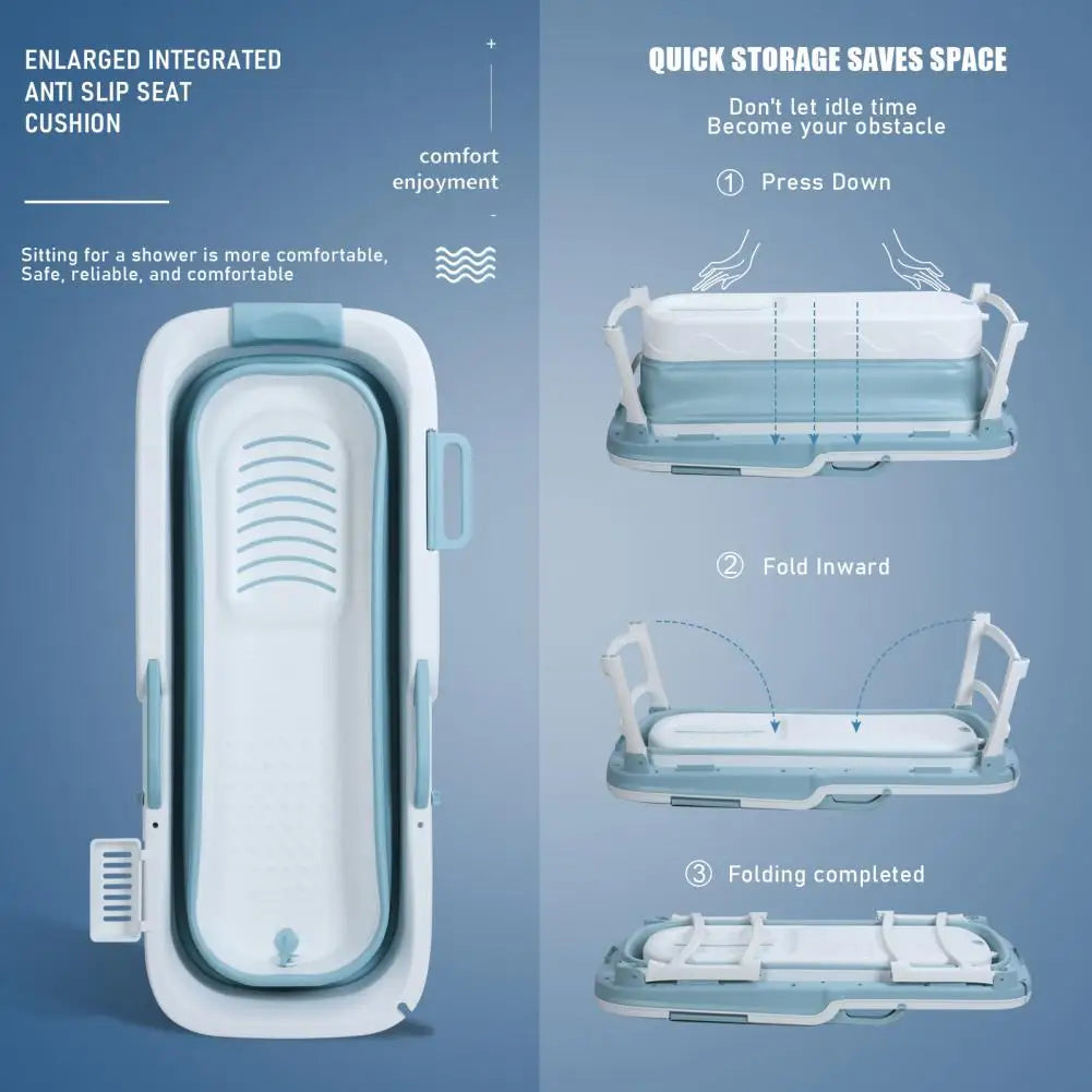 Portable Collapsible Bathtub for Adults and Kids with Handles