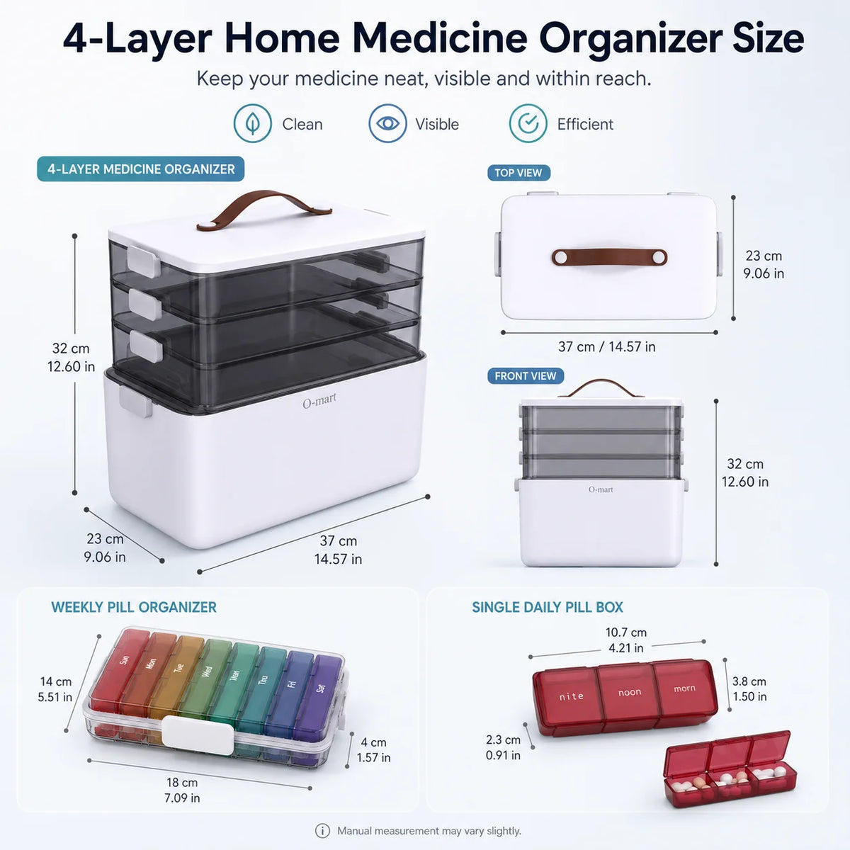 Joybos Medicine Storage Box With Removable Trays And Pill Organizer