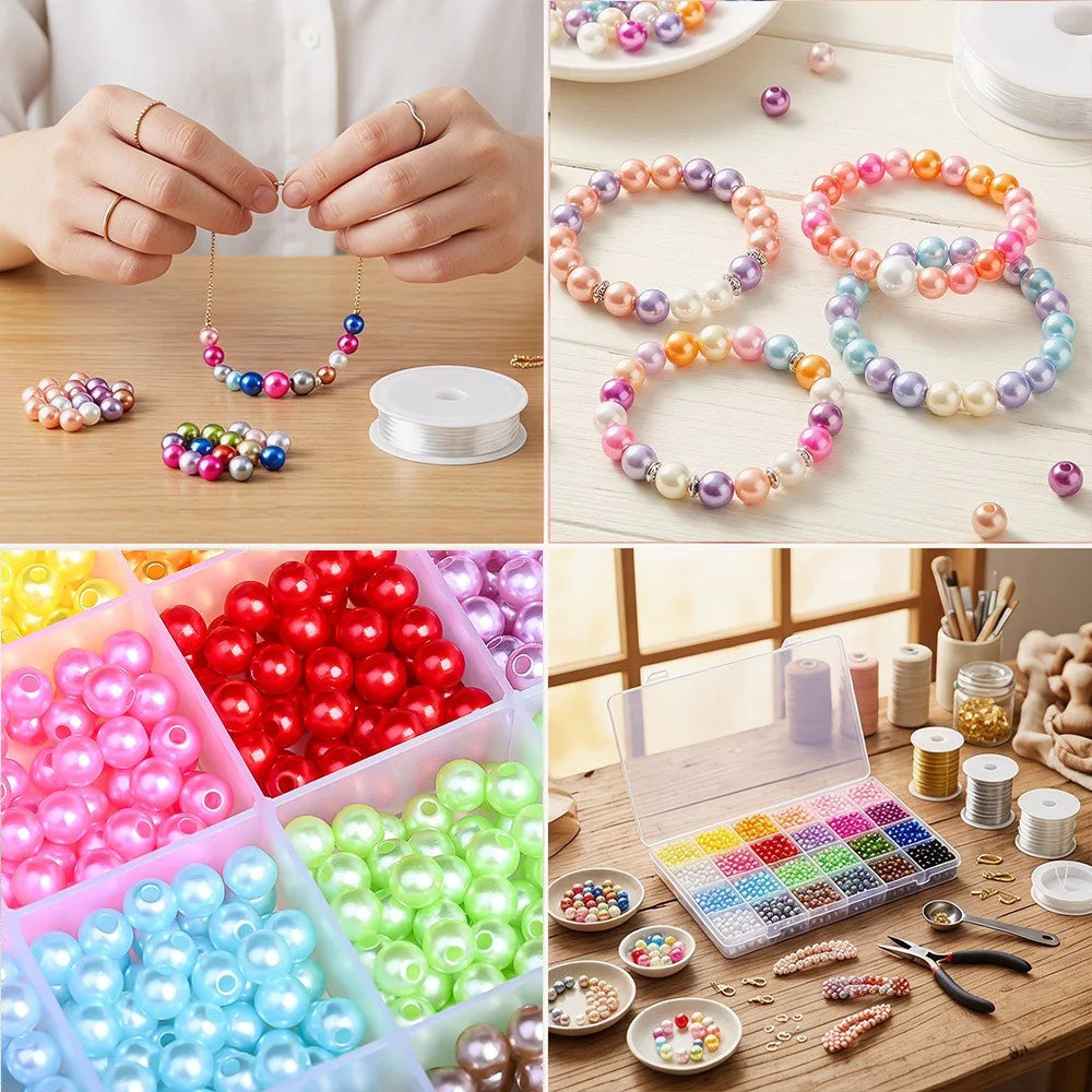 Acrylic Pearl Spacer Beads Jewelry Kit For Diy Crafting