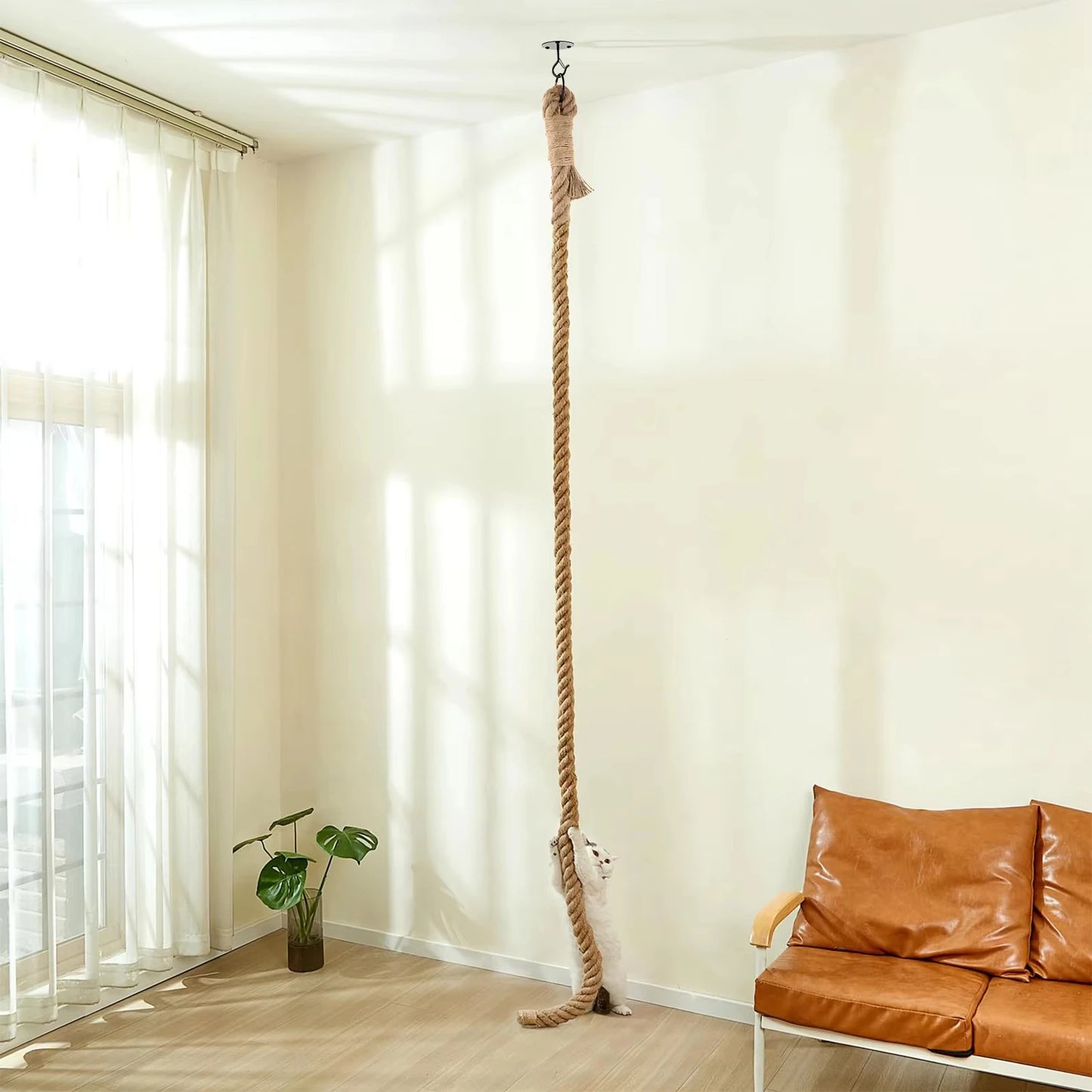 Cat Sisal Climbing Rope Scratcher Wall Mounted Interactive Exercise Toy