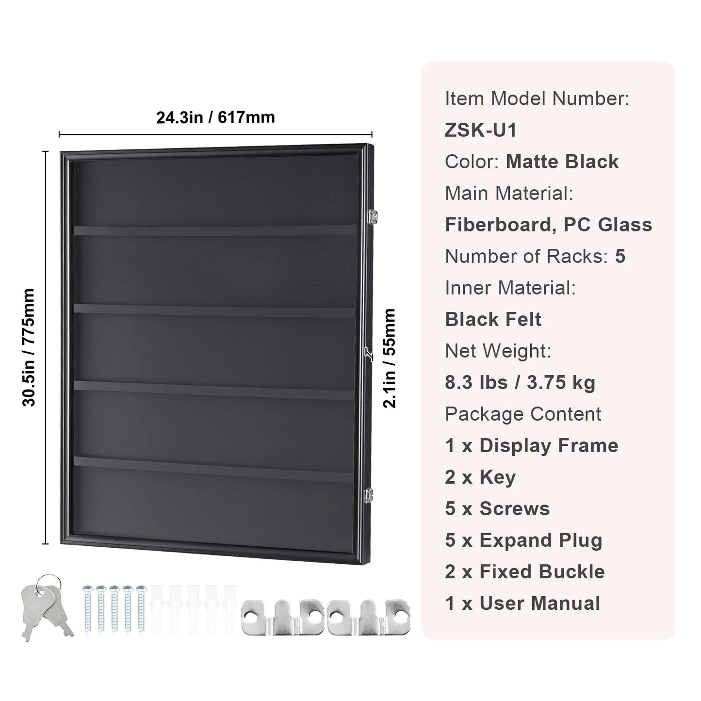 SucceBuy Lockable Jersey Sports Card Display Shadow Box
