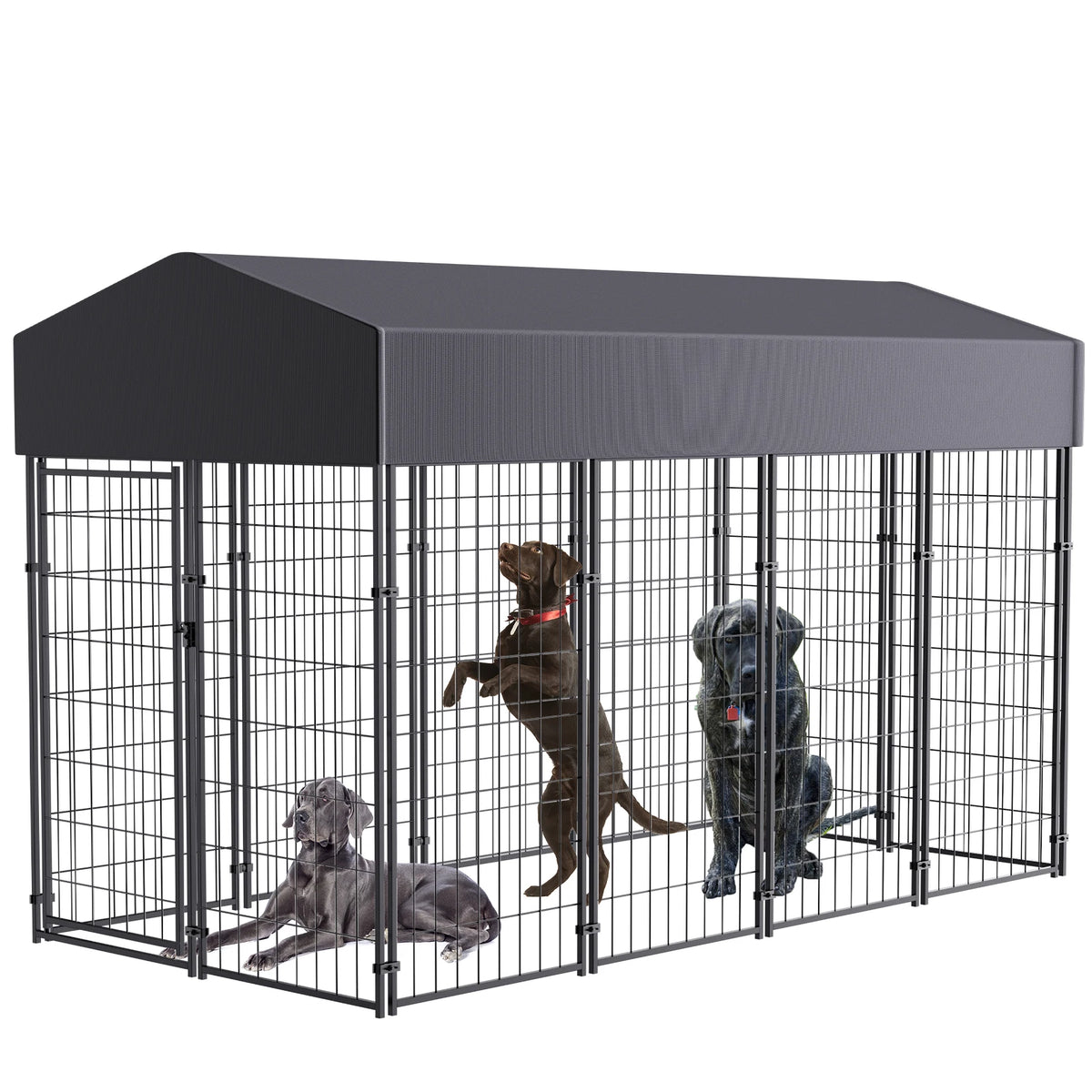 Bingopaw Outdoor Welded Wire Dog Kennel With Waterproof Cover