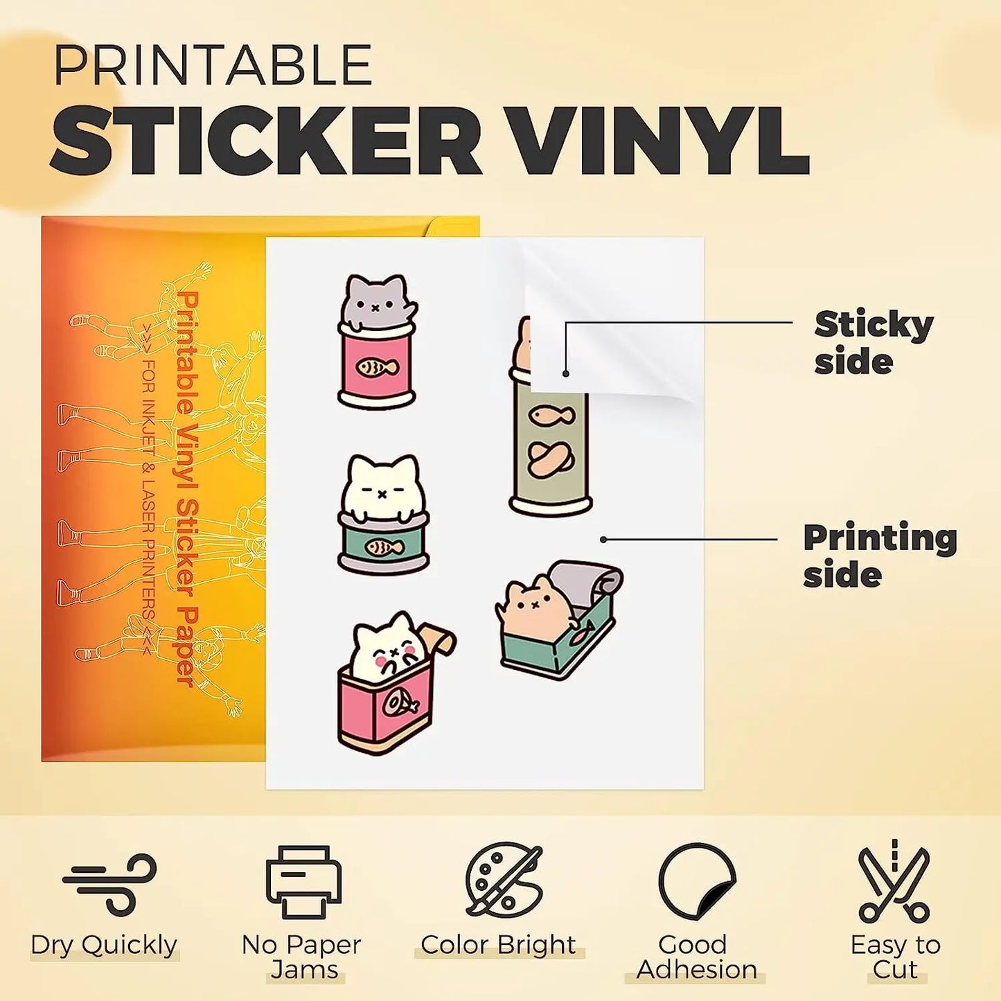 Htvront Premium Waterproof Printable Vinyl Sticker Paper