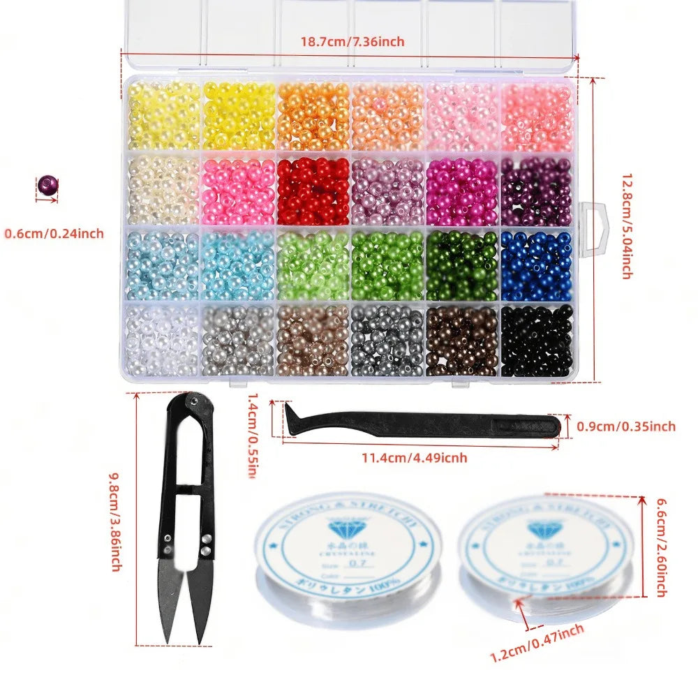 Acrylic Pearl Spacer Beads Jewelry Kit For Diy Crafting