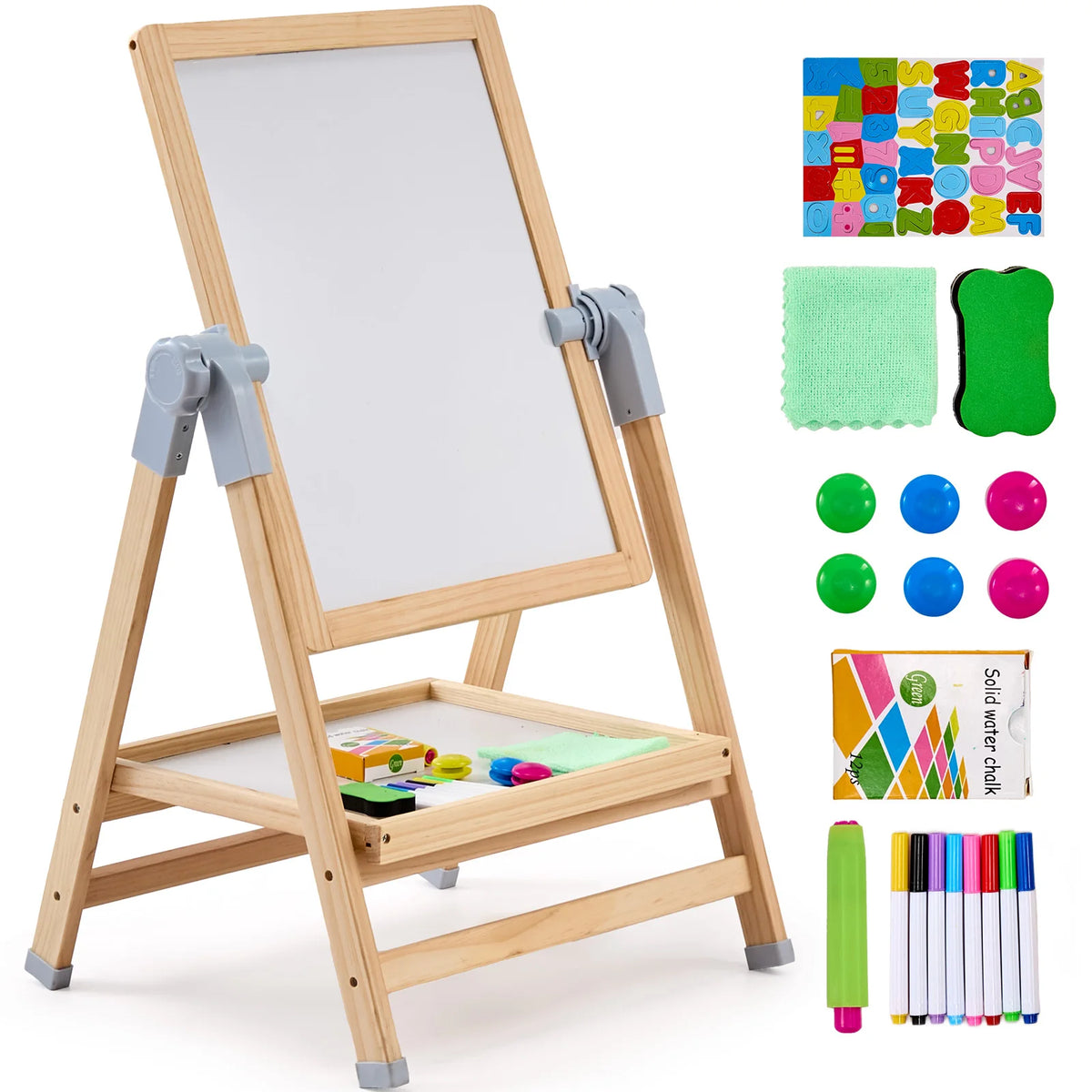 SucceBuy Standing Magnetic Drawing Board Easel With Paints
