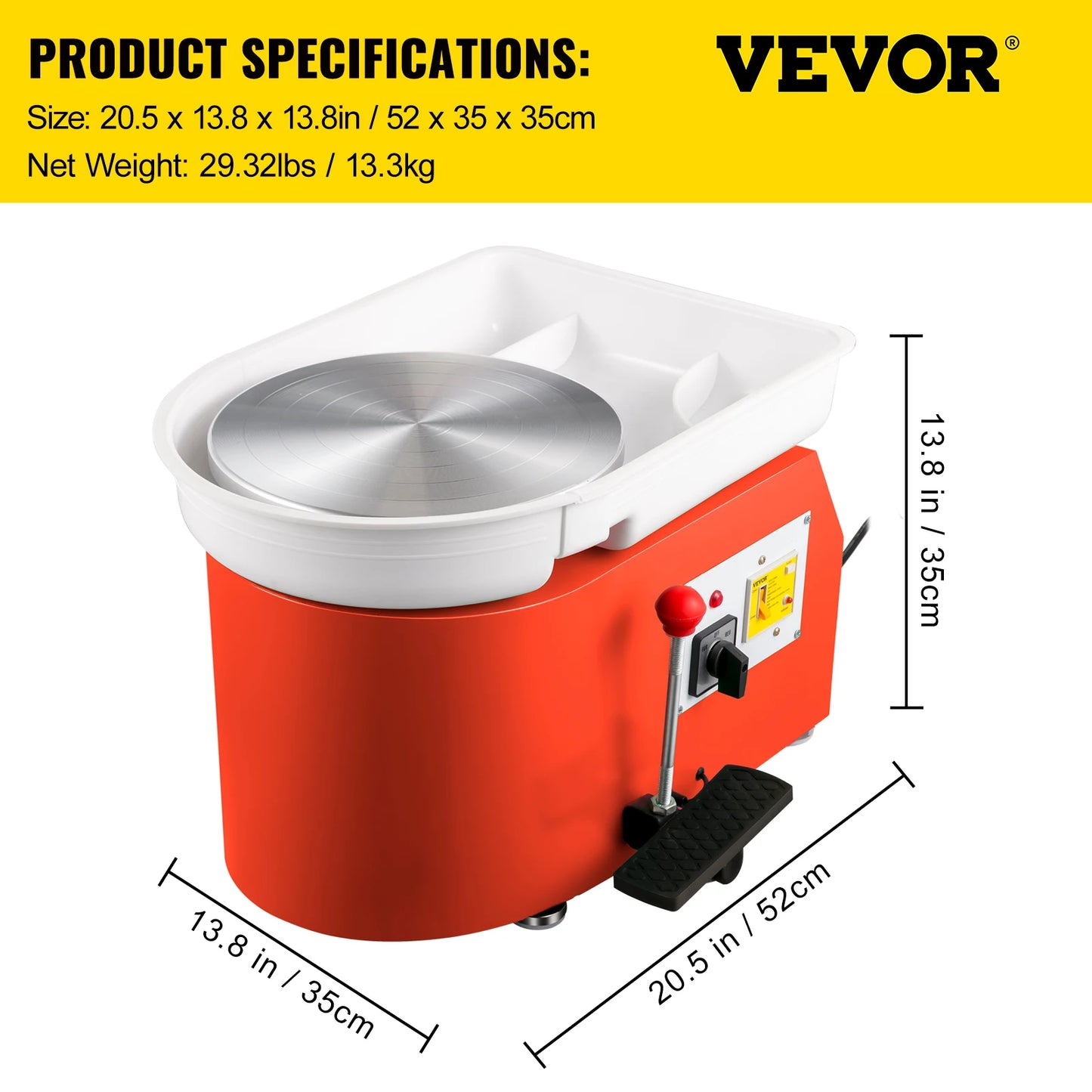 SucceBuy 350W Electric Pottery Wheel With Foot Control For Ceramics