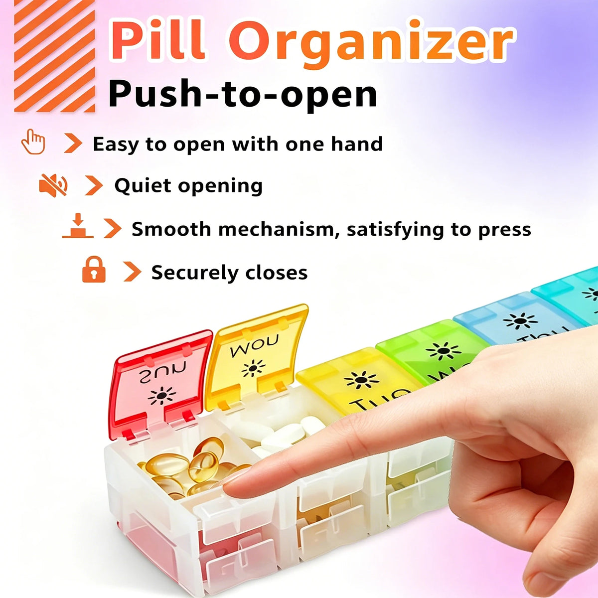 Weekly Pill Organizer 14 Compartments BPA Free Foldable Medicine Box