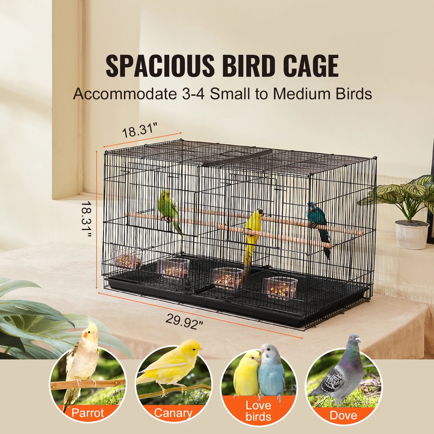 SucceBuy Stackable Divided Bird Cage With Travel Handle And Perch