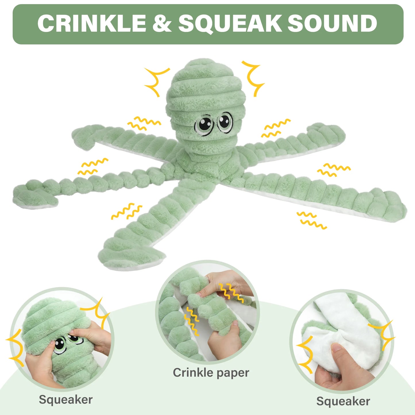 Octopus Design Squeaky Plush Dog Chew Toy For Interactive Play
