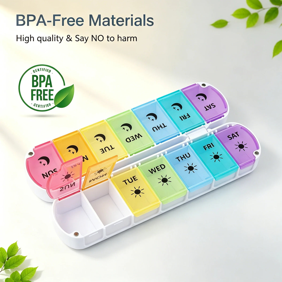 Weekly Pill Organizer Double Dose Foldable Container For Medication Vitamins