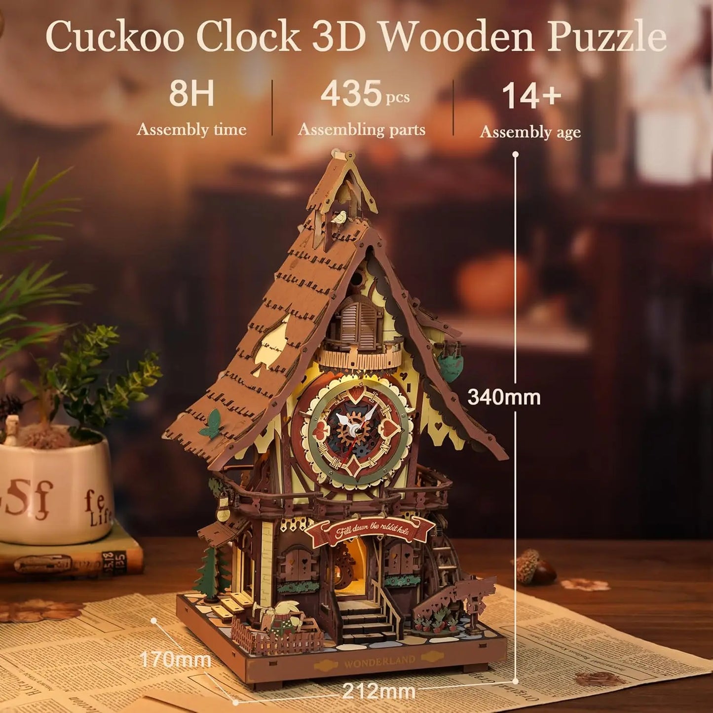 Robotime Rokr 3D Wooden Puzzle Cuckoo Clock Model Kit