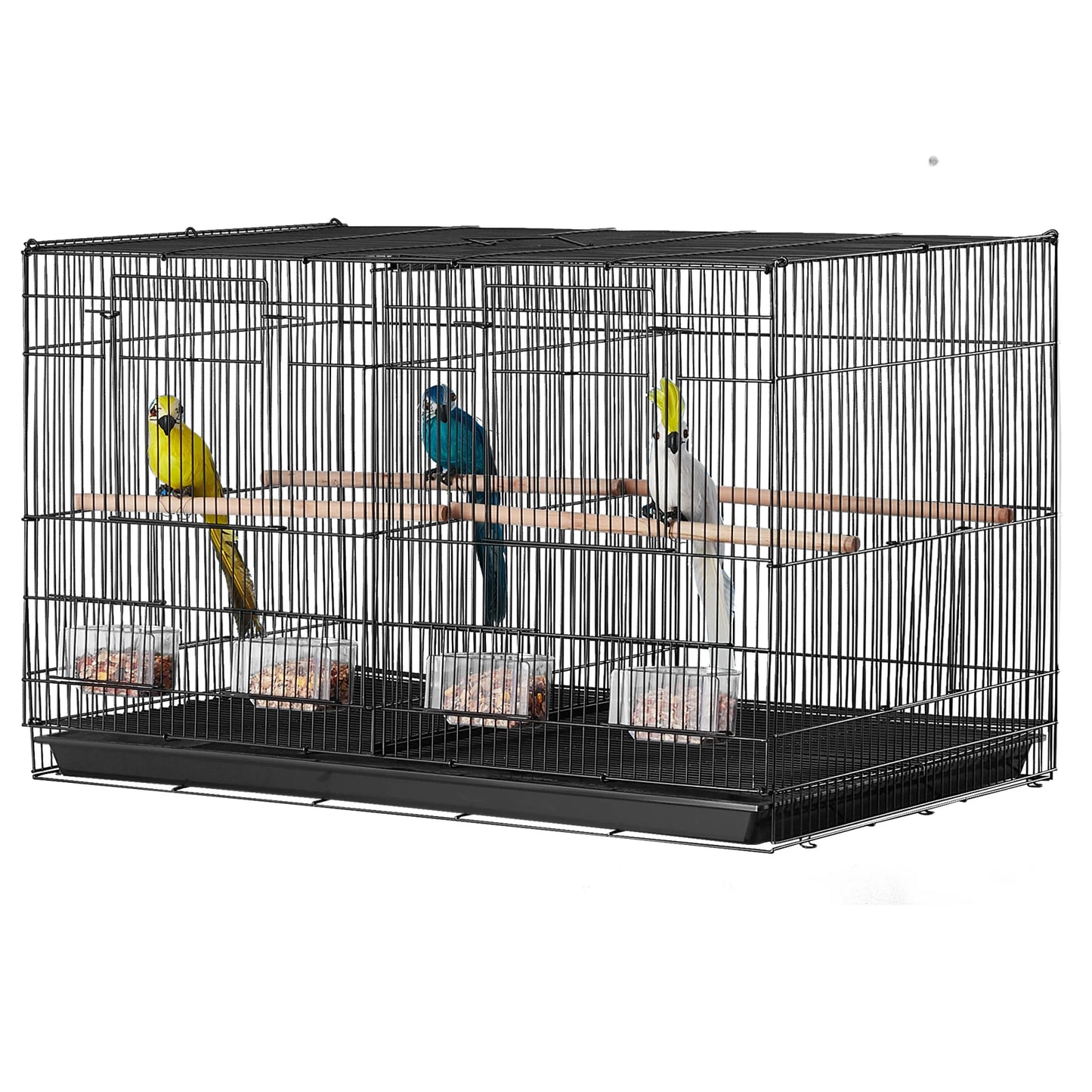 SucceBuy Stackable Divided Bird Cage With Travel Handle And Perch