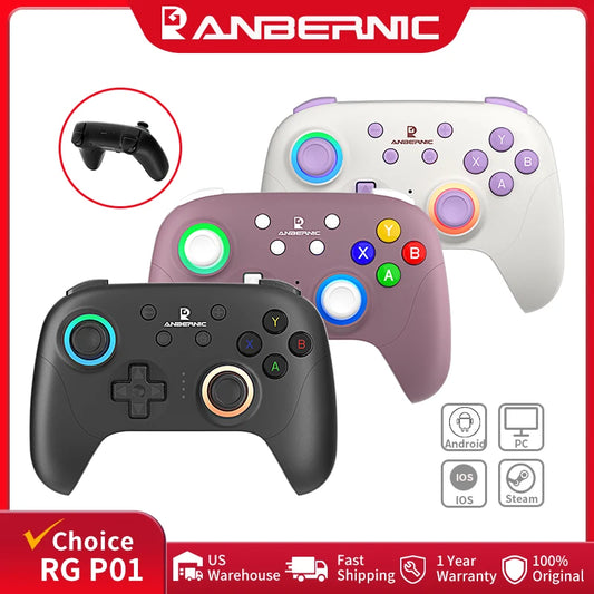 Anbernic RG P01 Wireless Bluetooth Gamepad RGB Hall Effect Controller